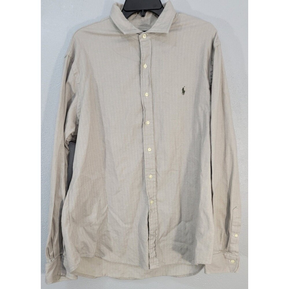 Polo Ralph Lauren Mens Herringbone Slim Fit Long Sleeve Button Down Shirt Sz XXL